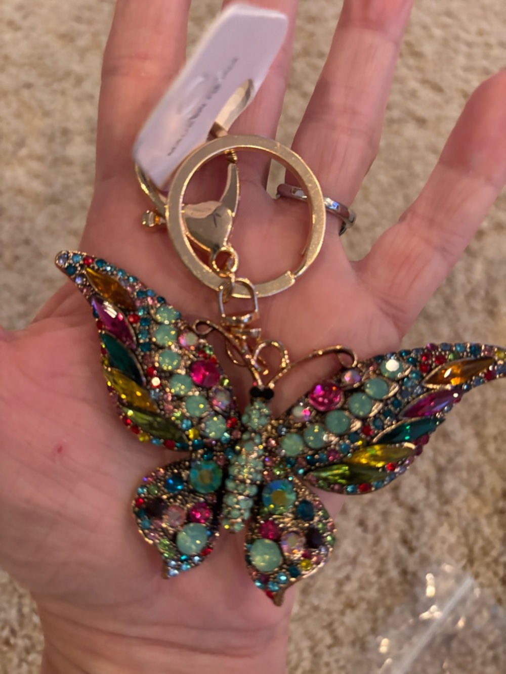 Butterfly-Multicolor rhinestone Butterfly Keychain/bag charm - Picture 3 of 3